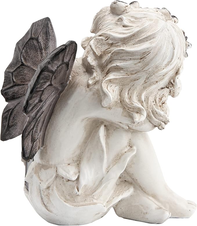 Leekung Angel Statue with Solar Powered Light for Garden Decor,Garden Statues for Patio Yard Porch Lawn Outdoor Decor,Angels Garden Sculptures & Statues,Angel Figurines Memorial Spiritual Gifts-VerdiqueGarden