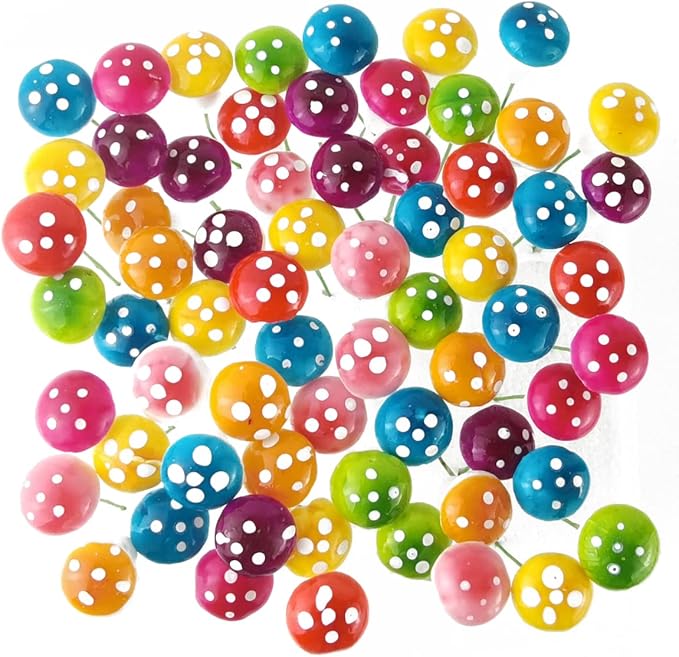 NSBELL 240PCS Fairy Garden Mushroom Mini Tiny Foam Mushroom Miniature Colorful Mushroom Artificial Fairy Garden Ornament for Flower Pot Micro Landscape Decoration-VerdiqueGarden