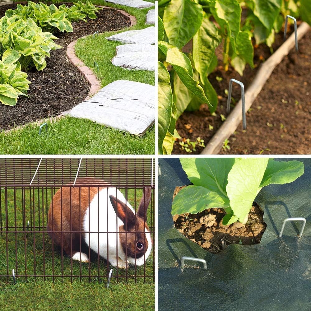 50 Pack Landscape Staples 12 inch,Heavy Duty Garden Stakes Pins Galvanized Landscape Fabric Staples Sod Ground Staple for Anchoring Weed Barrier Fabric-VerdiqueGarden