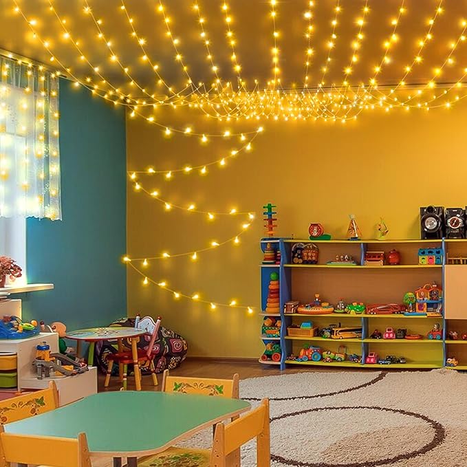 KNONEW 600ft 1500 LED Christmas String Lights Outdoor 8 Lighting Modes & Timer Dimmable Fairy Light Plug in Waterproof for Xmas Roof Yard Tree Wedding Party Holiday Decorations (Warm White)-VerdiqueGarden