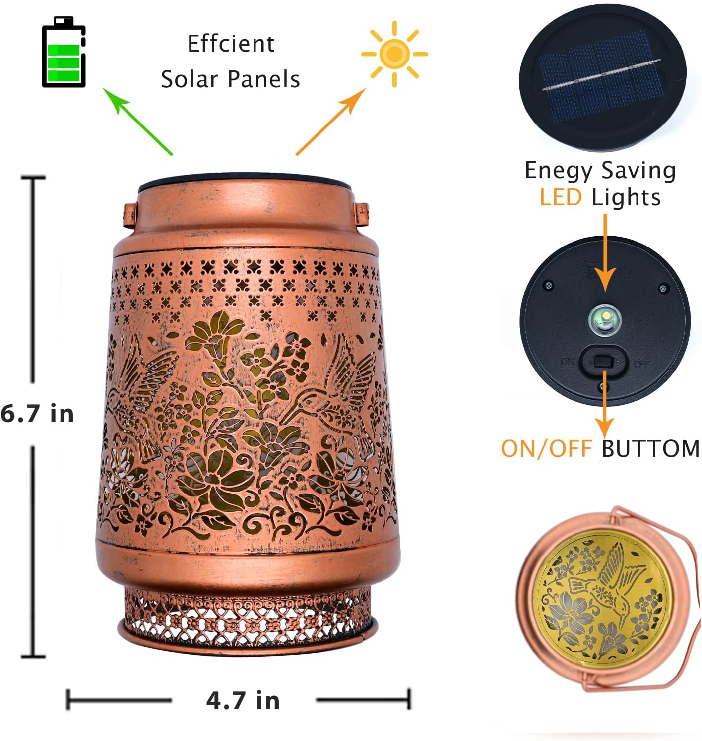 Solar Lanterns Outdoor Waterproof, Hummingbird Hanging Solar Lanterns Birthday Gifts for Women Mom Grandma, Garden Decor for Patio Yard Lawn Backyard Porch-VerdiqueGarden