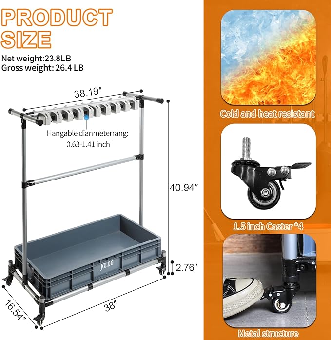 Mop and Broom Holder with Wheels - Keep Your Cleaning Tools Organized! (L)-VerdiqueGarden