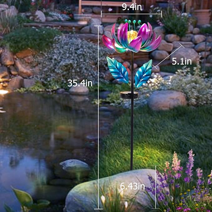 Outdoor Garden Decor Solar Spinners Lights - Metal Wind Spinner Solar Lights for Yard, Patio, Garden Lawn Oranments-VerdiqueGarden