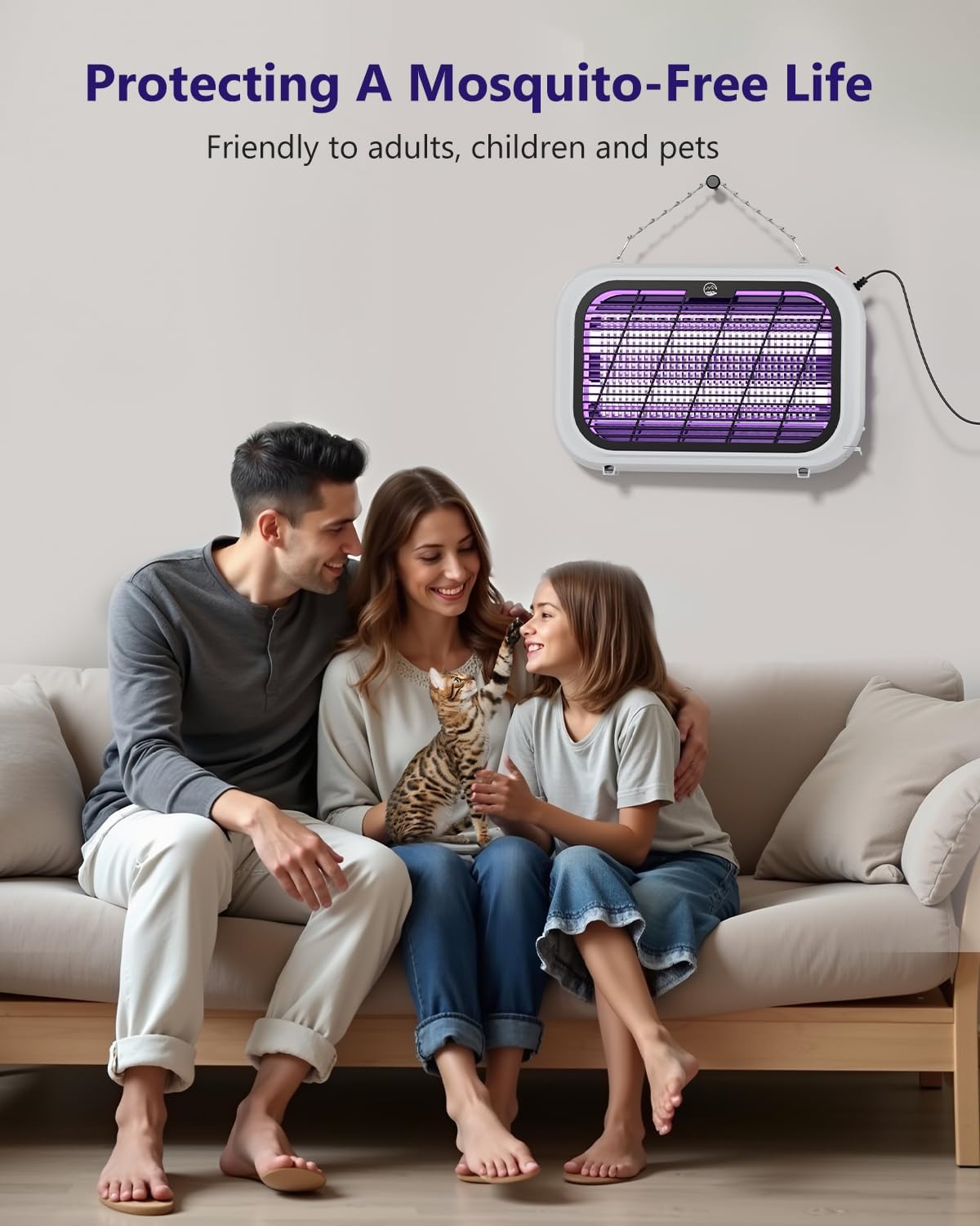 Bug Zapper Indoor, High Voltage Electric Mosquito Zapper, Durable Fly Trap Mosquito Trap, Fly Zapper with Removable Washable Tray for Home Patio Backyard, Including 2 Replacement Bulbs-VerdiqueGarden