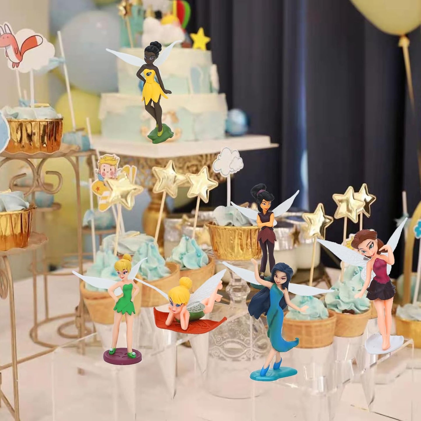 ONEST 13-Piece Miniature Garden Accessories - Small Hand Painted Fairy Figures, Girl Fly Wing Figurines for Car Decor, Fairy Garden, Flower Pot, Birthday Cake Topper-VerdiqueGarden