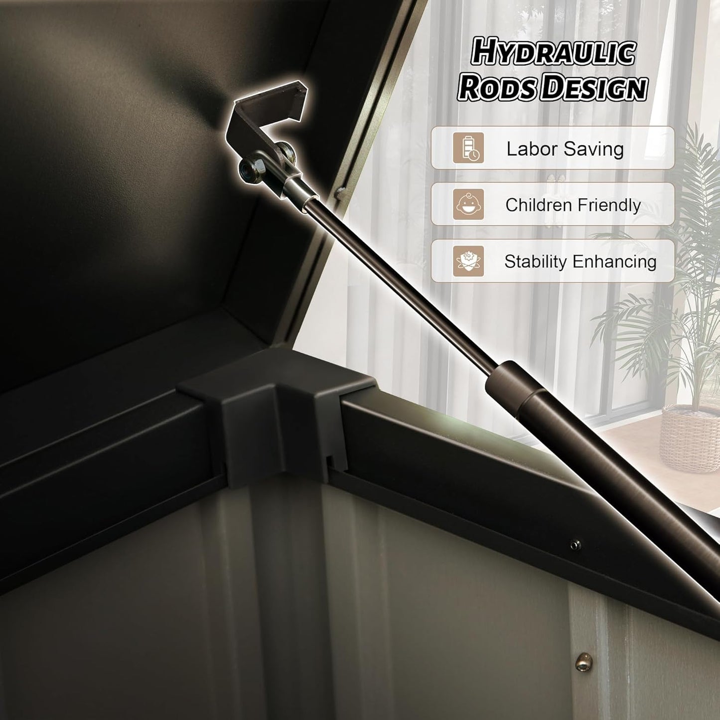 200 Gallon Deck Box, Outdoor Metal Storage Box Waterproof, Large Patio Furniture Storage Cabinet, Lockable Storage Chest for Porch, Pillows, Cushions, Pool, Tools, Backyard -Brown-VerdiqueGarden