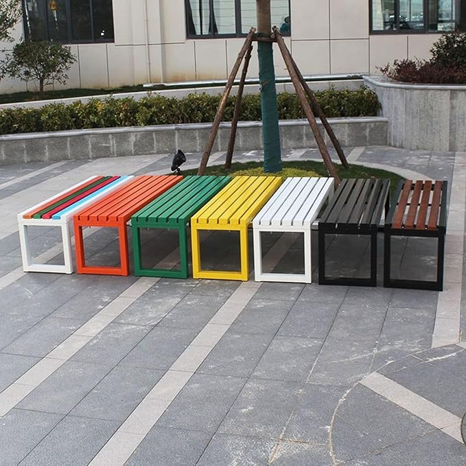 Weatherproof Metal Dining Bench, Outdoor Bench Backless Patio Bench 2-Person Farmhouse Bench Garden Bench for Kitchen, Living Room, Entryway(Blue,59in)-VerdiqueGarden