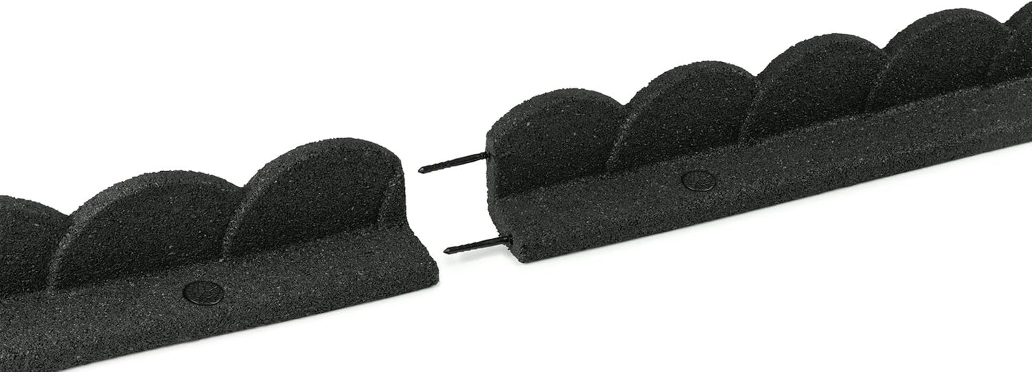 Playsafer L Shaped Flexible Rubber Scalloped Edger for Lawns Landscaping and Playground | Easy No Dig Installation| 4' Long (4, Dark Gray)-VerdiqueGarden