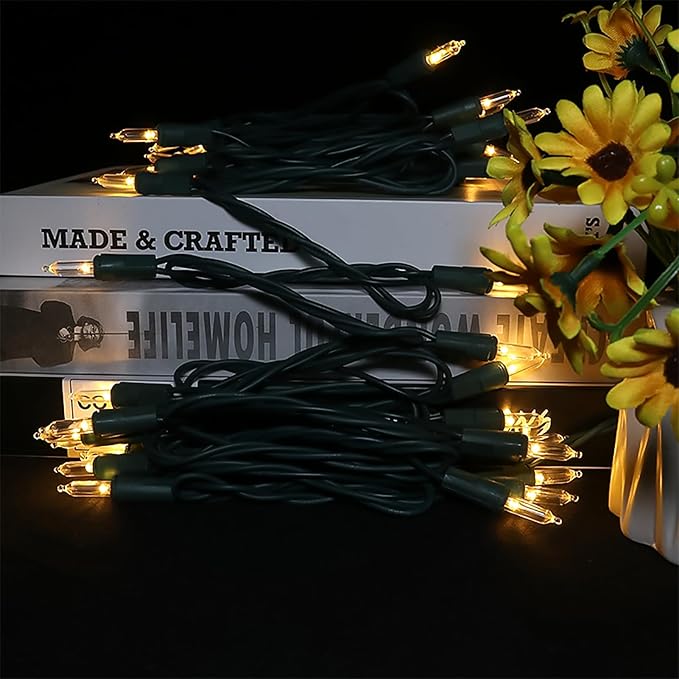 MULTI-SPARKING White LED Christmas Lights - 35 Count Warm White Christmas String Lights for Small Tree, Crafts, Holiday, Indoor/Outdoor Decorations, 11 Feet Green Wire, UL Certified, Connectable-VerdiqueGarden