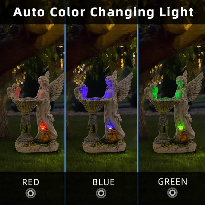 Solar Garden Statues-Angel Outdoor Statues with Color Changing Lights,Garden Sculptures & Statues,Resin Garden Statues Outdoor Clearance for Garden Decor-VerdiqueGarden