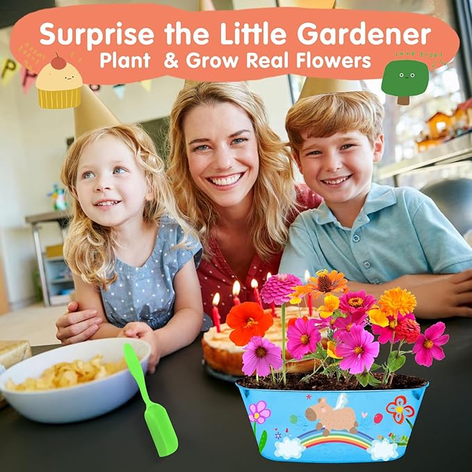IELEK Paint & Plant Growing Flower Garden Kit for Kids - Arts and Crafts Gardening Set Easter Gifts Kit for Girls & Boys Ages 5, 6, 7, 8, 9, 10, 11 & 12 Year Old-VerdiqueGarden
