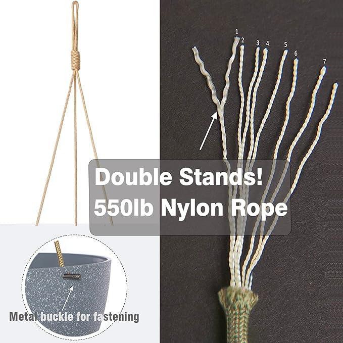 12 Inch 2 Pack Large Hanging Planters for Indoor Outdoor Plants, Plastic Hanging Basket Pots for House Plants Flowers, Grey-VerdiqueGarden