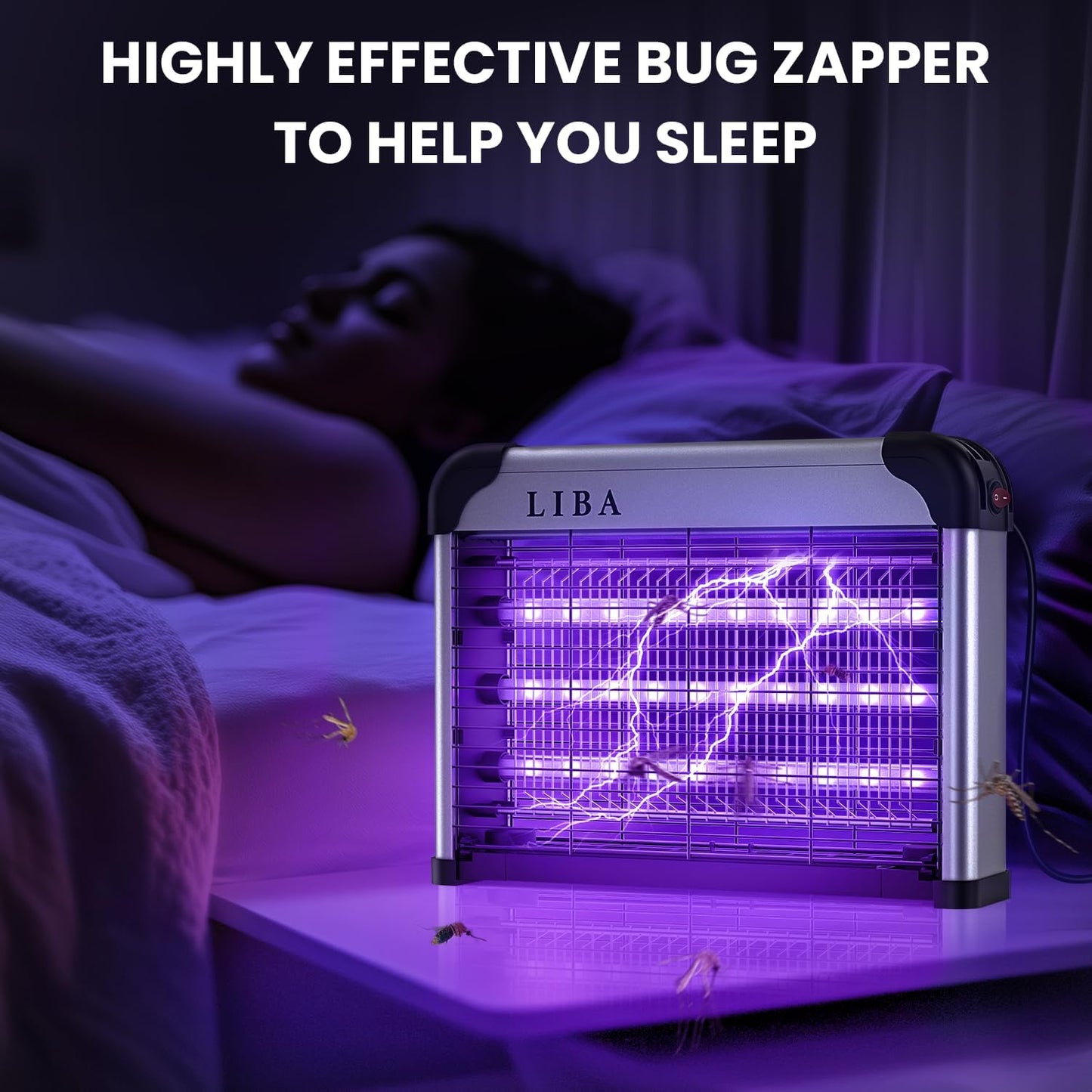 LiBa LED Indoor Bug Zapper, Electric Mosquito Killer Fly Zapper with Dual UV Wavelength Attraction, High Voltage Fly Trap Mosquito Trap Over 10-Year Lifespan LED Bulbs Light, Safe for Kids/Pets-VerdiqueGarden