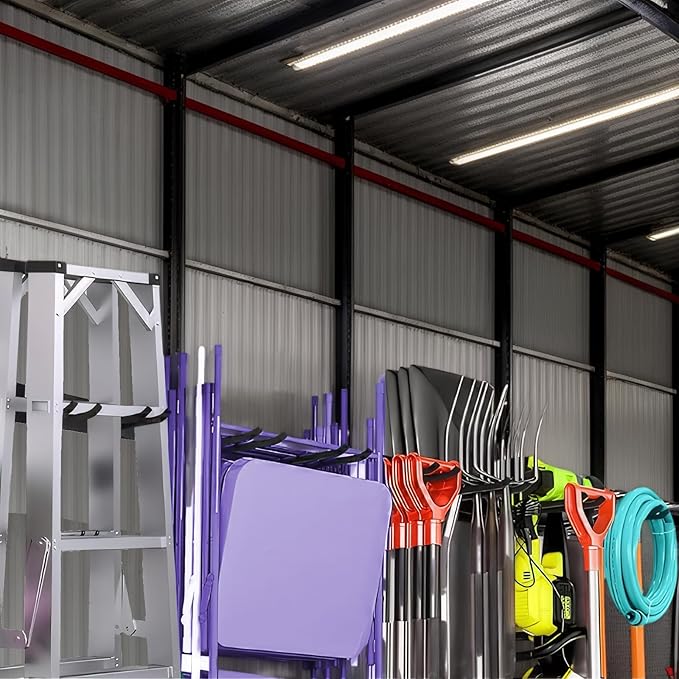 Garage Tool Organizer Wall Mount, 2Pack Folding Chair Storage Rack, Heavy Duty Garden Tool Holder for Hanging Shovel Rake Broom Ladder-VerdiqueGarden