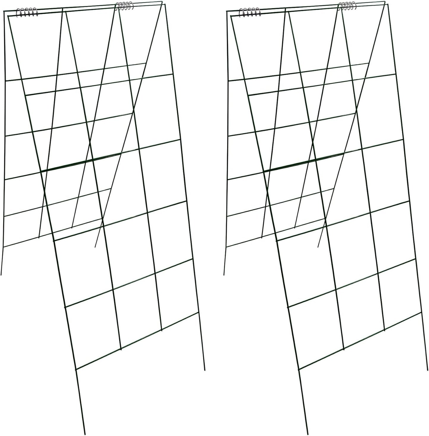Garden Cucumber Trellis A-Frame Folding Plant Trellis 46 Inch by 18 Inch for Climbing Vegetables Flowers Green 2 Pack with Clips and Cable Ties-VerdiqueGarden