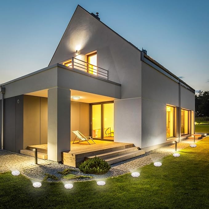 Solar Lights Outdoor Waterproof, 12 Packs Bright Solar Ground Lights with Updated 12 LEDs, Solar Garden Lights Landscape Lights for Pathway Walkway Driveway Patio Yard Deck Lawn Decor (Cold)-VerdiqueGarden