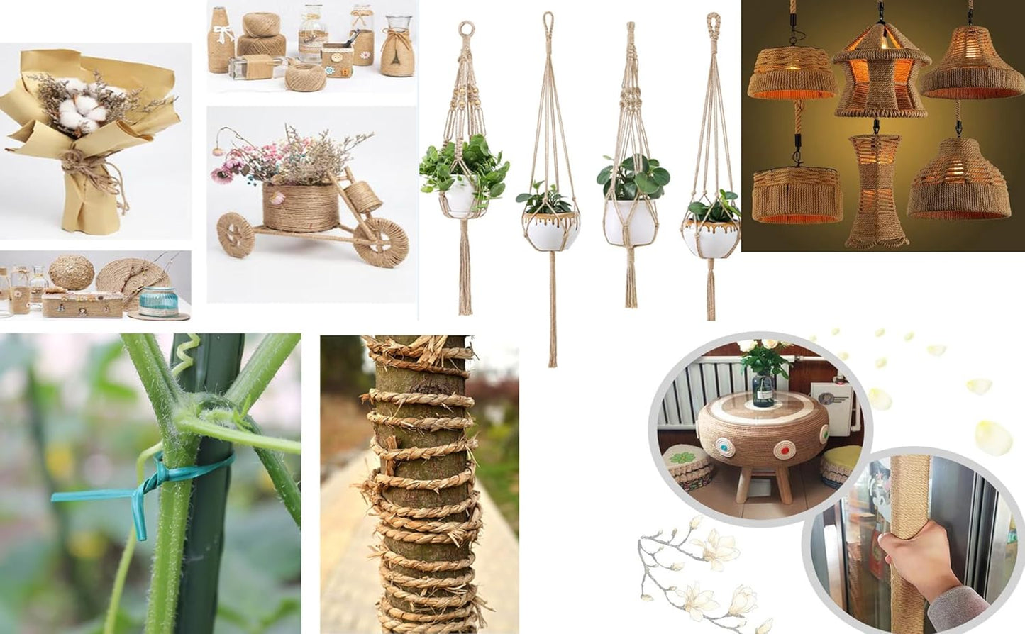 1/4 in (6 mm) X 164 Ft (50 Meters) Natural Sisal Hemp Rope Heavy Duty Thick Twine for Cat Scratcher Post Tree, Garden, Binding, Crafts Packing Material-VerdiqueGarden