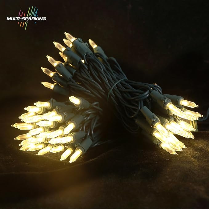 MULTI-SPARKING White Christmas LED Lights - 100 Count Warm White Holiday String Lights for Tree, Party, Wedding, Indoor and Outdoor Use, 33 Feet Green Wire, UL Certified, Connectable-VerdiqueGarden