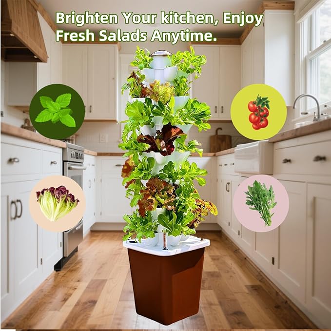 Hydroponic Growing System Kit – Indoor Vertical Hydroponic Garden Tower, 35 Planting Pods,Indoor Herb Garden,Lettuce Vegetables Hydroponic Growing Kit-VerdiqueGarden