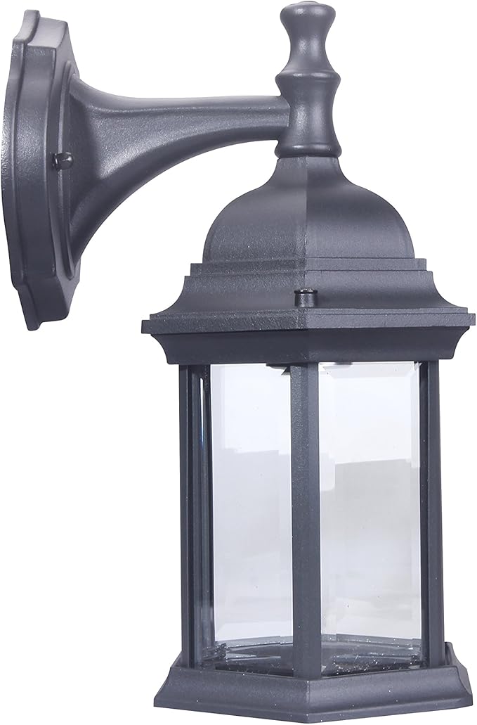 LIT-PaTH Outdoor Wall Lantern, Wall Sconce as Porch Lighting Fixture, E26 Medium Base Max 60W, Aluminum Housing Plus Glass, Matte Black Finish, 2-Pack-VerdiqueGarden