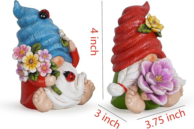Hodao Spring Garden Decorations - Gnomes Decorations - Summer Gnomes Decorations - Ladybug Flower Decor - Spring Home Decor - Foot Gnomes(2Pcs) (Multicolor)-VerdiqueGarden