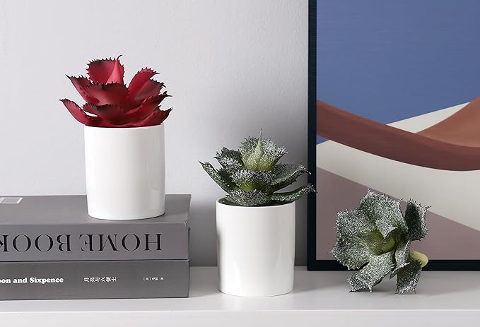 Duovlo Artificial Succulent Plant 5.15 Inch Faux Succulents Agave potatorum Flower Arrangement Craft Wall DIY Materials,Pack of 2 (Rose)-VerdiqueGarden