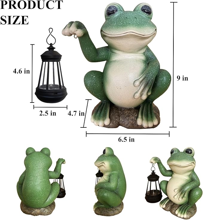 YODY Solar Garden Statues Outdoor Decor- Yard Decorations for Patio, Balcony, Backyard, Lawn Ornaments - Frog Figurines with LED Light- Unique Birthday House Warming Gifts for Women, Mom, Dad-VerdiqueGarden