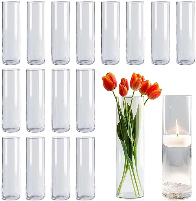 42pcs Glass Vase Cylinder Vases for Centerpieces Small Flower Glass Clear Vases Home Decor Centerpiece Table Flower Vase Decorations for Wedding Decoration&Holiday 7 Vases of Different Sizes-VerdiqueGarden