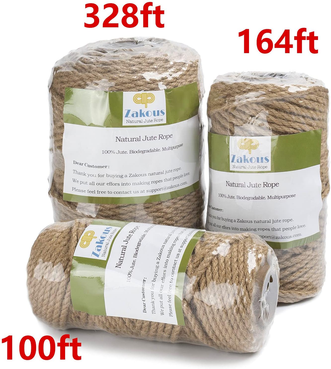 100 Feet 5mm Jute Twine, Heavy Duty Jute Rope, Natural Hemp Rope for DIY Arts Crafts, Gardening, Bundling,Home Decorating, Cat Scratching Post-VerdiqueGarden