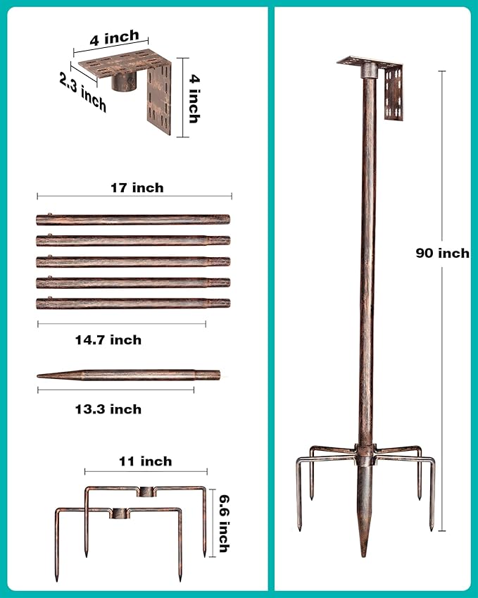 Bird Feeder Pole – 90 Inch Height Bird House Pole with 1-Inch Dia Heavy Duty for Birdfeeders, Feeding Stand with Mount Kit for Outdoor, Slip-Fit Connection, Copper Brushed-VerdiqueGarden