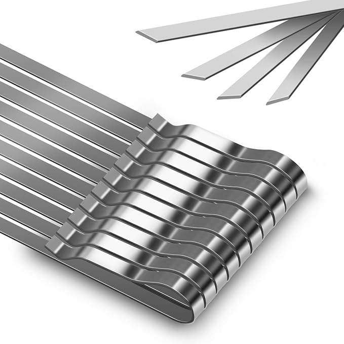Kabob Skewers 17" Stainless Steel Long BBQ Barbecue Skewers, Flat Metal Kebob Sticks Wide Reusable Grilling Skewers for Meat Chicken,Set of 12 with Storage Bag-VerdiqueGarden
