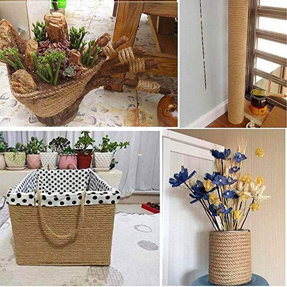 100 Feet 8mm Jute Twine, Heavy Duty Jute Rope, Natural Hemp Rope for DIY Arts Crafts, Gardening, Bundling,Home Decorating, Cat Scratching Post-VerdiqueGarden