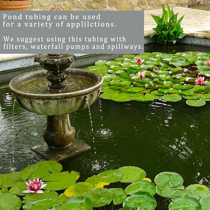 Pond Tubing ID 1” × 20ft Black Corrugated Flexible Reinforced Waterfall Pond Tube Sump Pump Hose, Non-toxic & Kinkproof (20 ft, 1" ID)-VerdiqueGarden