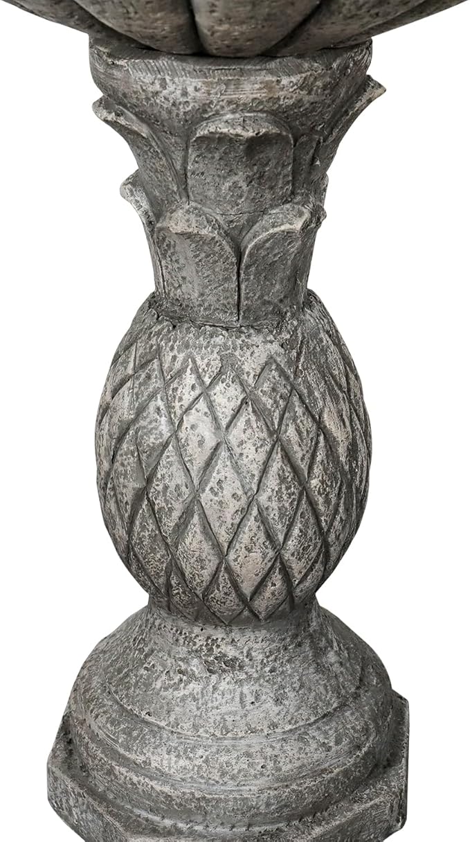 SunJet 24.8 Inch Heigh Concrete Bird Bath with Pineapple Texture – birdbath Sturdy & Elegant Design, Vintage Freestanding Style, Attracts Birds and Enhances Garden, Patio, Yard, Lawn Décor-VerdiqueGarden