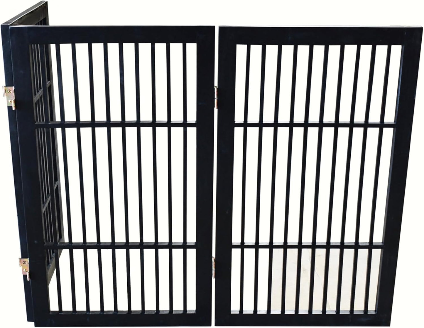 Pet Dog Gate Strong and Durable Freestanding Folding Acacia Hardwood Portable Wooden Fence Indoors or Outdoors by Urnporium (Black Pet Gate, 3 Panel 30" Tall)-VerdiqueGarden