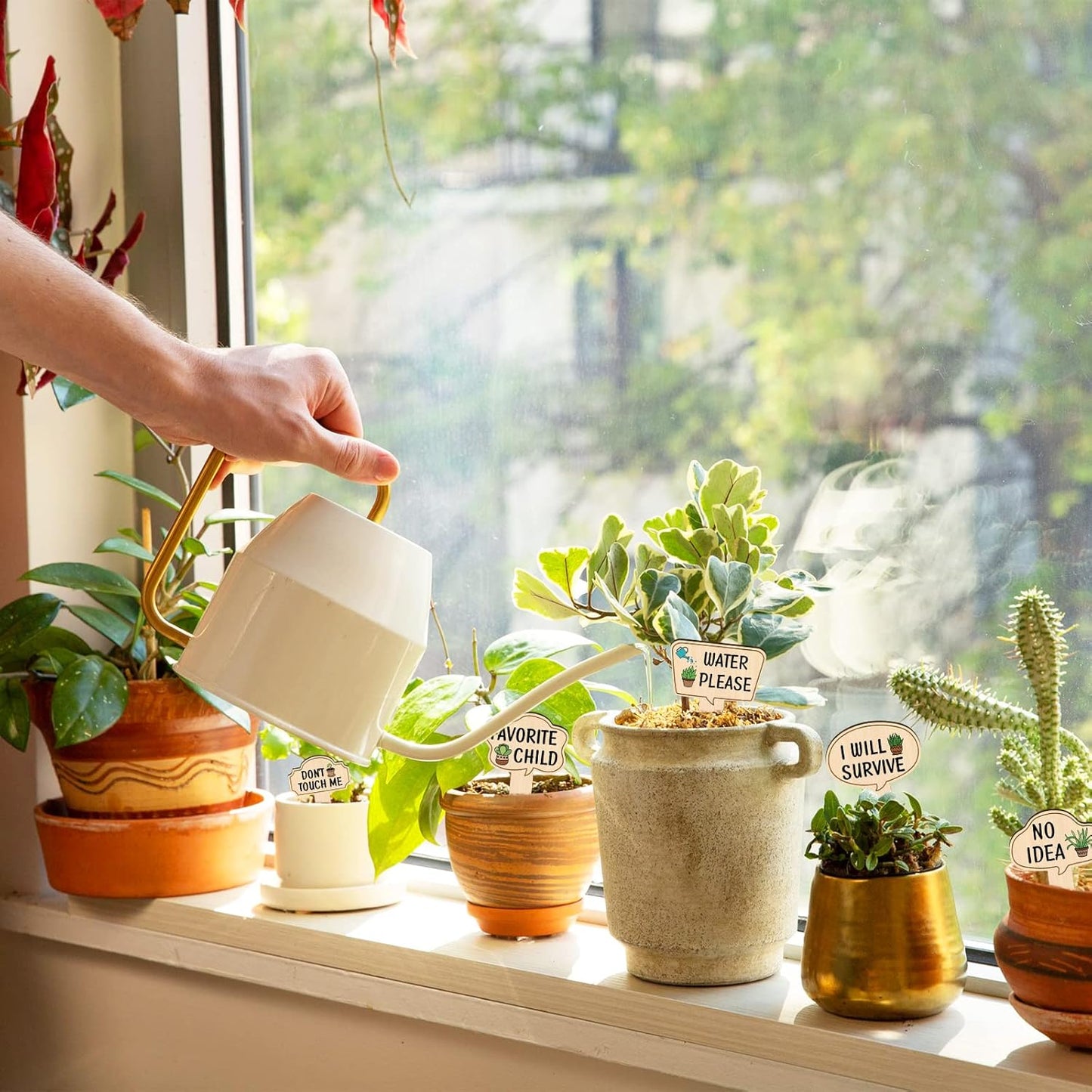 Huray Rayho Funny Wooden Plant Markers for Succulent Flowers Greenery Plants Tags 15-Pack Waterproof Wood Plant Labels Outdoor Indoor Patio Supplies Garden Stakes for Potted Plant Novelty Gifts-VerdiqueGarden