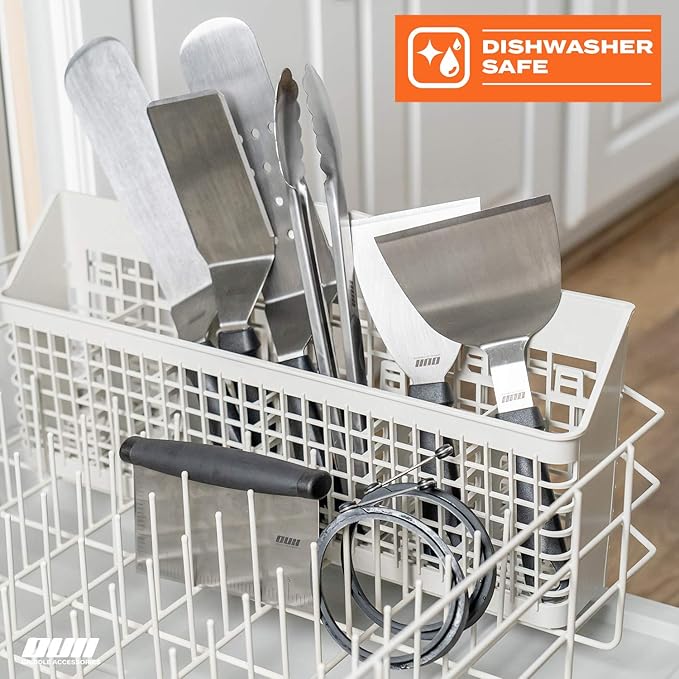 Flat Top Griddle Accessories Set for Blackstone and Camp Chef Griddle - 14 Pieces Set with Griddle Cleaning Kit & Carry Bag! Metal Spatula, Griddle Scraper, Egg Rings for Teppanyaki & Gas Grill-VerdiqueGarden