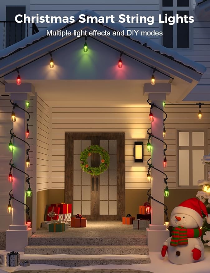 XMCOSY+ Smart Outdoor String Lights, 72.5Ft Patio Lights Waterproof, App Control, Compatible with Alexa, RGBCWIC Color Changing LED String Light for Outside-VerdiqueGarden