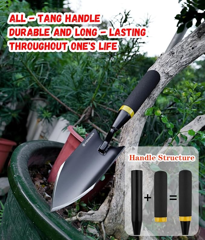 Garden Shovel - Heavy Duty Gardening Hand Trowel, Carbon Steel Garden Trowel with Rubberized Handle, Trowel Garden Tool for Diligent Farmer Soil Planting Digging Transplanting-VerdiqueGarden