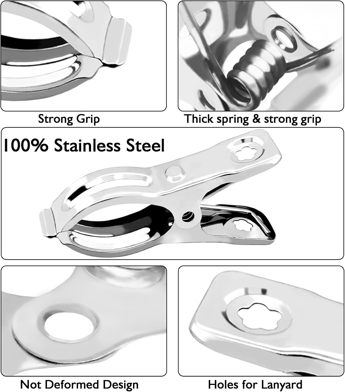 BESTEEL Upgraded 100 PCS Garden Clips, Greenhouse Clamps 100% Stainless Steel Heavy Duty Greenhuose Clips for Netting - Strong Grip to Hold Down Shade Cloth or Plant Cover on Garden Greenhouse Hoops-VerdiqueGarden