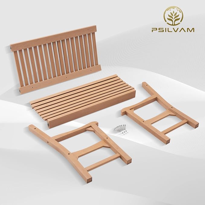 Psilvam 2-Person Poly Lumber Outdoor Bench with 700 Lbs Weight Capacity – Weatherproof Garden Seating for, Balcony Porch & Park, All-Weather Fade-Resistant Patio Furniture (Teak Color)-VerdiqueGarden