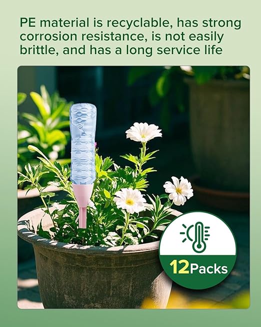 12 Packs Self Watering Planter Drip, Automatic Drip Irrigation Stakes with Adjustable Valve, Adjustable Water Flow System, Self Watering Planter Insert Devices for Indoor and Outdoor Plants-VerdiqueGarden
