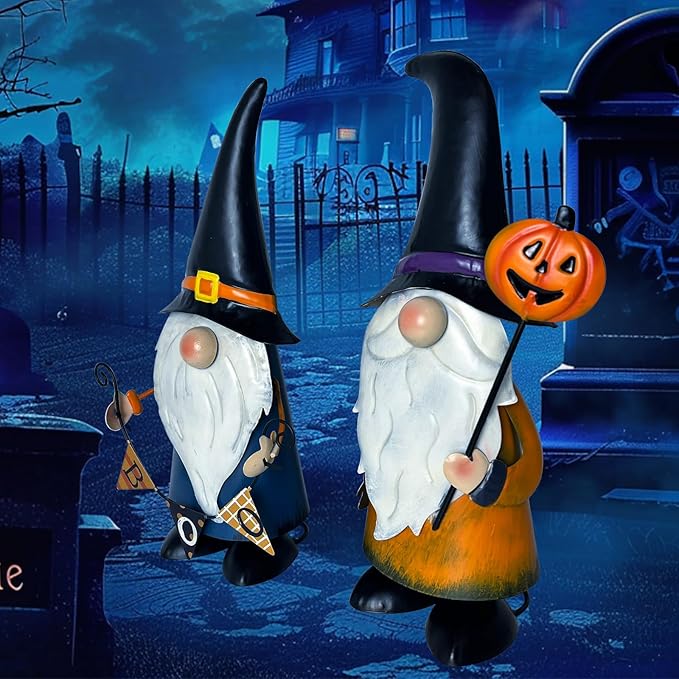 HONGLAND Cute Gnomes Decorations -14 Inch Fall Metal Gnomes Thanksgiving Day Decor - Elf Dwarf Gnomes Figurines - Gnome Decorations for Indoor Outdoor Home Decor-VerdiqueGarden