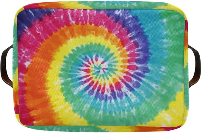 Tie-Dye Rectangular Storage Basket Organizer Bin Shelf Baskets For Clothes Gifts For Home Office Dorm-VerdiqueGarden