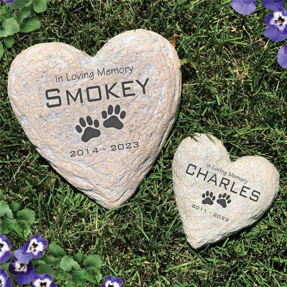 GiftsForYouNow Engraved in Loving Memory Pet Memorial Garden Stone, 8.5 Inch Heart-Shaped, Durable, Waterproof, Temporary Grave Marker, Dog Tombstone-VerdiqueGarden
