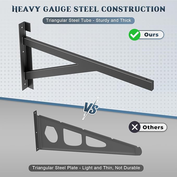 4 Pack Heavy Duty Garage Wall Shelving Set (2x3ft), Wall Mounted Garage Shelves 1000lbs Capacity, 24"x72" Shelf Storage Rack Floating Shelves, Black-VerdiqueGarden