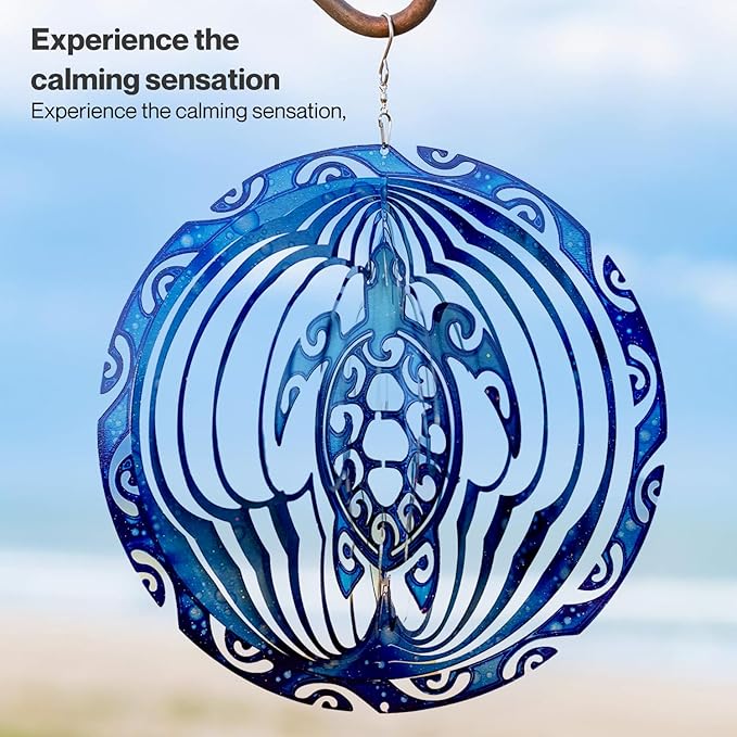 VP Home Tribal Turtle Kinetic Wind Spinners for Yard and Garden Wind Spinner Outdoor Metal Large Hanging Turtle Decor 3D Garden Art Wind Sculpture Spinners Kinetic Art Lawn Ornaments, 12x15 inches-VerdiqueGarden