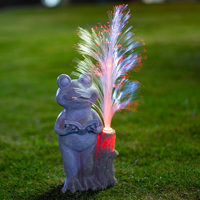 Solar Frog Garden Statue with Color-Changing Lights, Frog Figurine Garden Decor, Outdoor Lawn Decor for Patio, Yard, Balcony, Perfect Gardening & Housewarming Gifts for Women, Mom, Grandma-VerdiqueGarden
