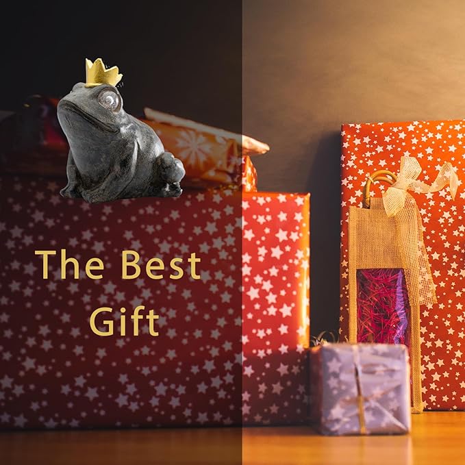 Garden Decor Statue Frog Prince,Solar Statue Decor Frog Prince,Resin Frogs Figurine with Solar Light for Patio,Balcony,Yard,Lawn Ornament,Perfect Garden Gift-VerdiqueGarden