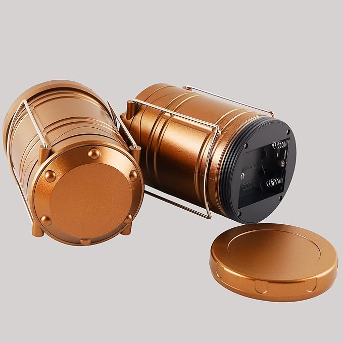 Lichamp LED Camping Lantern, 4 Pack Battery Powered Flashlight for Power Outages, Portable Collapsible Hanging Light Essential for Home, Outdoor, Emergency Lamp Survival Kit Gear for Hurricane, Gold-VerdiqueGarden